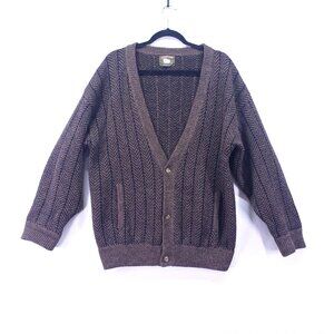 Vintage Mappin Knit Shetland Wool Sweater Mens XL Herringbone Striped Preppy